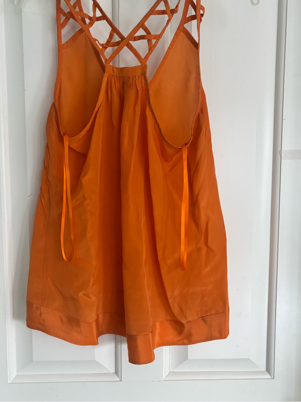 BCBG Orange  Strappy V-Neck Women's Top NEW small silk - Picture 7 of 8